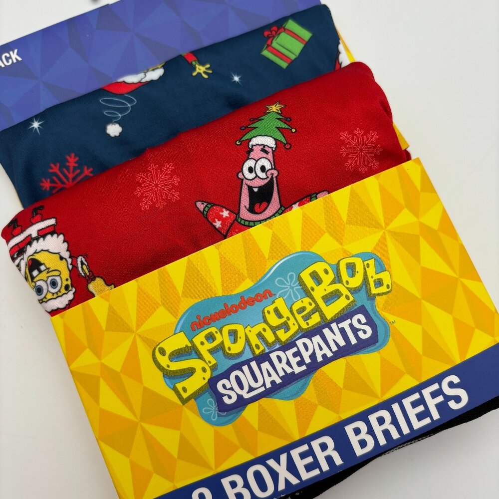 SpongeBob Squarepants Men's 2-Pack Christmas Holiday Themed Boxer Briefs, Size L